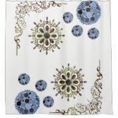 Wit blauw goud Victoriaans douchegordijn (Voorkant)