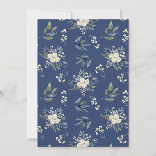 Wit Blauw Goud Waterverf Bloemen Vrijgezellenfeest Kaart (Achterkant)