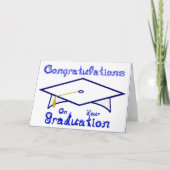 Wit & Blauw Graduation Cap Printable Party Pet Kaart (Voorkant)