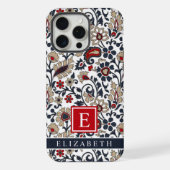  Wit Blauw Grijs Rood Paisley Patroon iPhone Hoesje (Achterkant)