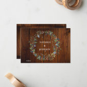 Wit Blauw Groen Blad Bloemen Wedding Design Notitiekaartje (Voorkant / Achterkant in situ)