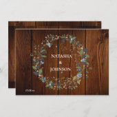 Wit Blauw Groen Blad Bloemen Wedding Design Notitiekaartje (Voorkant / Achterkant)