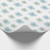 Wit Blauw Groen Bloemen Baby shower Cadeaupapier (Hoek)