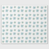 Wit Blauw Groen Bloemen Baby shower Cadeaupapier (Vlak)