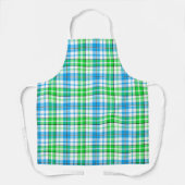 Wit Blauw Groen Geruit Schotse Plaid Ontwerp Schort (Voorkant)