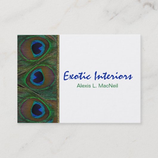 Wit, blauw, groen Peacock Visitekaartje (Voorkant)