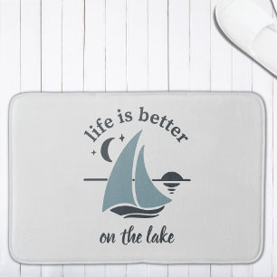 Wit Blauw Het Leven Is Beter Op Het Meer Badmat