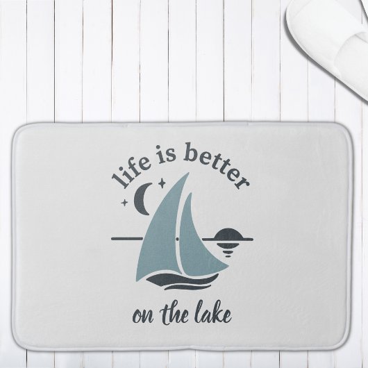 Wit Blauw Het Leven Is Beter Op Het Meer Badmat