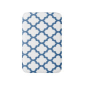 Wit & Blauw Ikat Quatrefoil geometrisch patroon Badmat (Voorkant Verticaal)