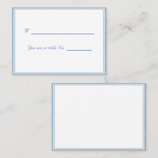 Wit Blauw Ingelijste Plaats/Zithouder Kaarten Plaatskaartje (Voorkant / Achterkant)