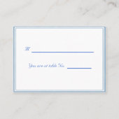 Wit Blauw Ingelijste Plaats/Zithouder Kaarten Plaatskaartje (Voorkant)