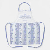 Wit Blauw Kust Chic Palmbomen Strikken Strepen Schort (Voorkant)