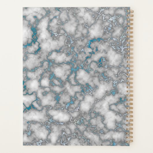Wit Blauw Marmer Planner (Achterkant)