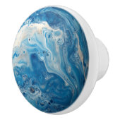 Wit blauw marmeren patroon keramische knop (Rechts)