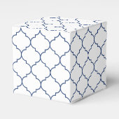 Wit & Blauw Mediterraan Tegel bruiloft Bedankdoosjes (Voorkant Zijde)
