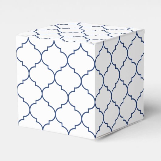 Wit & Blauw Mediterraan Tegel bruiloft Bedankdoosjes (Voorkant Zijde)