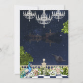 Wit & Blauw Minimal Sangeet huwelijksuitnodiging Kaart (Achterkant)