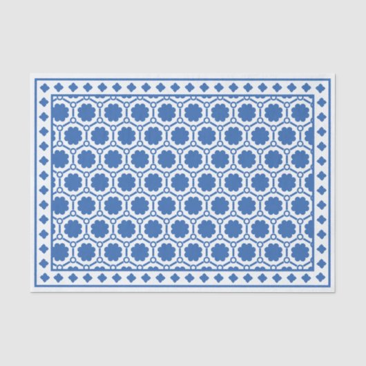 Wit Blauw Modern Been Inlegwerk Decoupage Papier (Voorkant)