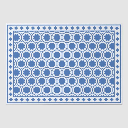 Wit Blauw Modern Been Inlegwerk Decoupage Papier (Voorkant)