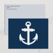 Wit/blauw Nautisch ankersymbool Briefkaart (Voorkant / Achterkant)