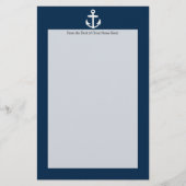 Wit/blauw Nautisch ankersymbool Briefpapier (Voorkant)