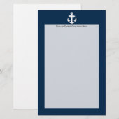 Wit/blauw Nautisch ankersymbool Briefpapier (Voorkant / Achterkant)