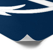 Wit/blauw Nautisch ankersymbool Poster (Hoek)