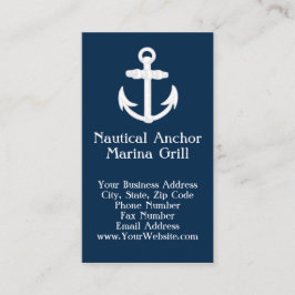 Wit/blauw Nautisch ankersymbool Visitekaartje
