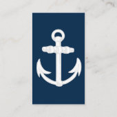 Wit/blauw Nautisch ankersymbool Visitekaartje (Achterkant)