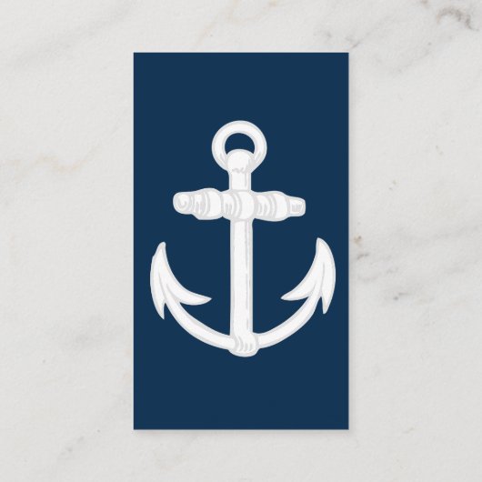 Wit/blauw Nautisch ankersymbool Visitekaartje (Achterkant)