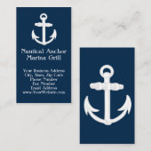 Wit/blauw Nautisch ankersymbool Visitekaartje (Voorkant / Achterkant)