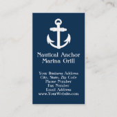 Wit/blauw Nautisch ankersymbool Visitekaartje (Voorkant)