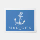 Wit & Blauw  nautisch bootanker Deurmat (Voorkant)