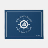 Wit & Blauw  nautisch bootwiel Deurmat (Voorkant)