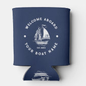 Wit & Blauw  nautische boot 2 Illustratie Blikjeskoeler (Achterkant)