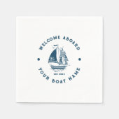 Wit & Blauw  nautische boot 2 Illustratie Servet (Voorkant)