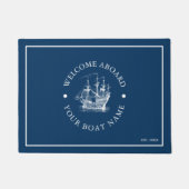 Wit & Blauw  nautische bootillustratie Deurmat (Voorkant)