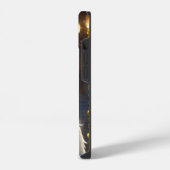 wit, blauw oogkat iPhone 14 Stoer Hoesje, Glans iPhone Hoesje (Linkerkant)