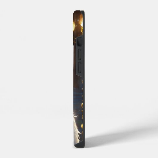 wit, blauw oogkat iPhone 14 Stoer Hoesje, Glans iPhone Hoesje (Linkerkant)