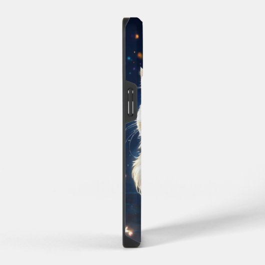 wit, blauw oogkat iPhone 14 Stoer Hoesje, Glans iPhone Hoesje (Rechterkant)