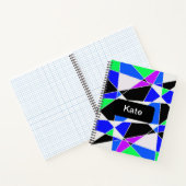 Wit blauw Paarse driehoek abstract Notitieboek (Binnen)