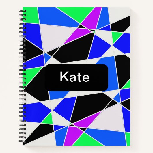 Wit blauw Paarse driehoek abstract Notitieboek (Voorkant)