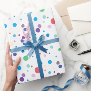 Wit Blauw Paarse Kleurrijke Stippen Abstract Cadeaupapier