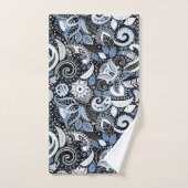 Wit & Blauw Paisley Print Patroon Bad Handdoek (Handdoek)