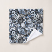 Wit & Blauw Paisley Print Patroon Bad Handdoek (Wasdoekje)