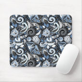 Wit & Blauw Paisley Print Patroon Muismat (Met muis)