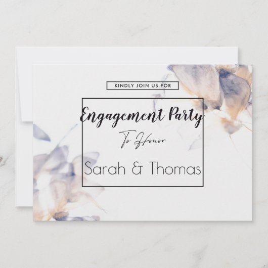 WIT & BLAUW PATELE BLOEMELEGANT VERLOVING KAART (Voorkant)