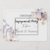 WIT & BLAUW PATELE BLOEMELEGANT VERLOVING KAART (Voorkant / Achterkant)