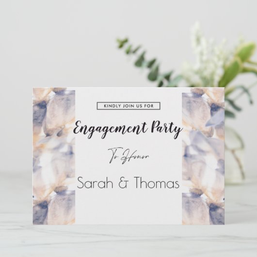 WIT & BLAUW PATELE BLOEMELEGANT VERLOVING KAART (Staand voorkant)