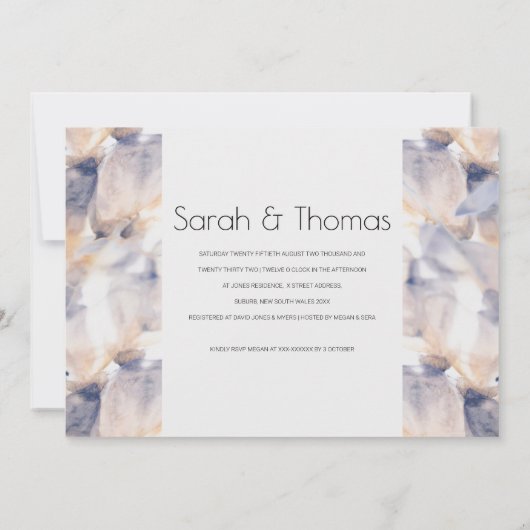 WIT & BLAUW PATELE BLOEMELEGANT VERLOVING KAART (Achterkant)